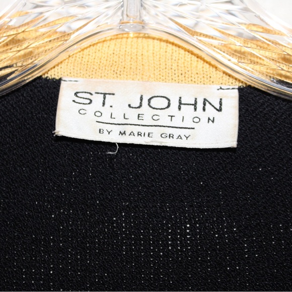 St. John Collection Black with Yellow Trim Knit Cardigan Jacket - Picture 8 of 9